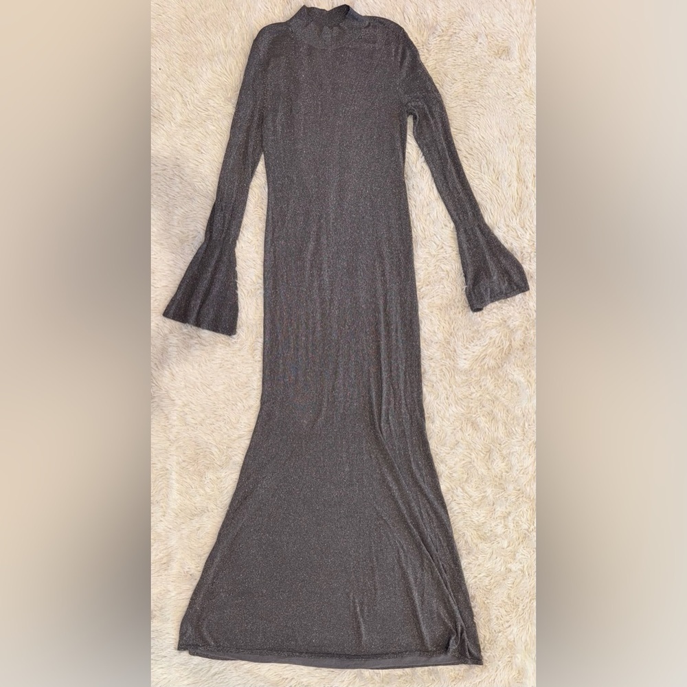 NWOT House of CB Sancha Open Back Long Sleeve Semisheer BodyCon Maxi Dress sz L - Picture 2 of 7